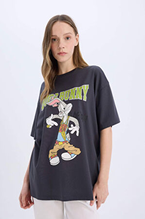 Coool Looney Tunes Oversize Geniş Kalıp Bisiklet Yaka Baskılı Kısa Kollu Tişört