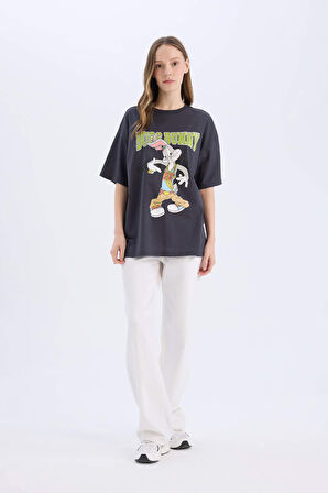 DeFacto Coool Looney Tunes Oversize Geniş Kalıp Bisiklet Yaka Kısa Kollu Tişört D9129AX25SMAR191