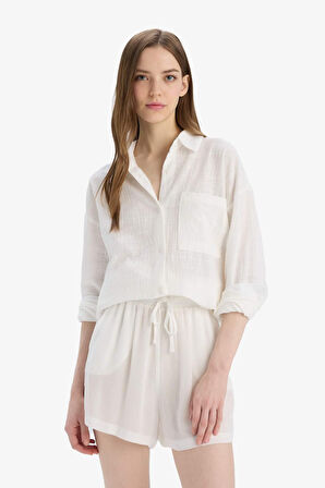 Beli Lastikli Kısa Paça Krinkıl Viskon Şort