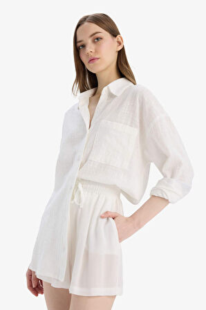 Beli Lastikli Kısa Paça Krinkıl Viskon Şort