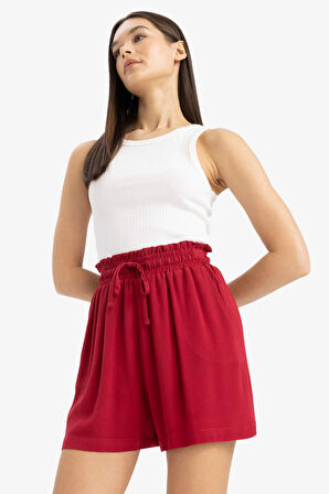 Beli Lastikli Kısa Paça Krinkıl Viskon Şort