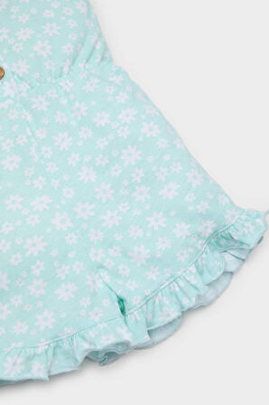 Kız Bebek Desenli Askılı Tulum