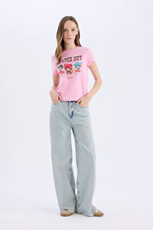 DeFacto Coool PowerPuff Girls Regular Fit Bisiklet Yaka Ribana Kısa Kollu Tişört D9126AX25SMPN666