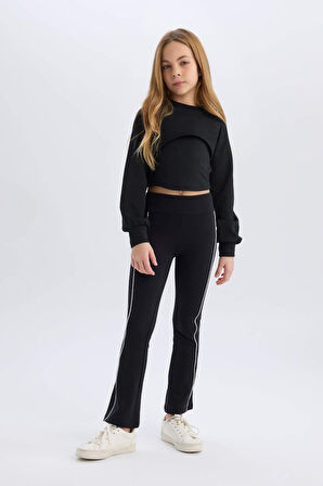 DeFacto Kız Çocuk Relax Fit Bisiklet Yaka Sweatshirt D9785A825SPBK81