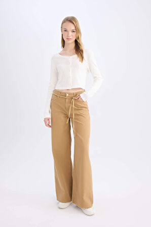 DeFacto Coool Gabardin Pantolon Wide Leg Yüksek Bel Geniş Bol Paça E1794AX24WNBG633