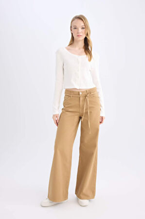DeFacto Coool Gabardin Pantolon Wide Leg Yüksek Bel Geniş Bol Paça E1794AX24WNBG633