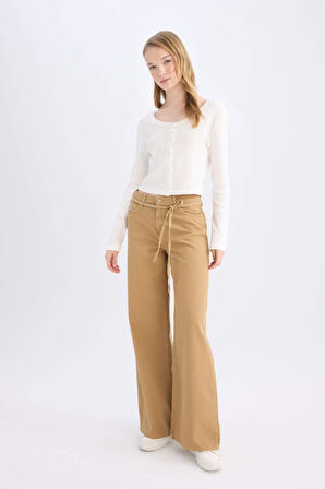 DeFacto Coool Gabardin Pantolon Wide Leg Yüksek Bel Geniş Bol Paça E1794AX24WNBG633