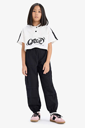 Kız Çocuk Paraşüt Kargo Jogger Paça Pantolon