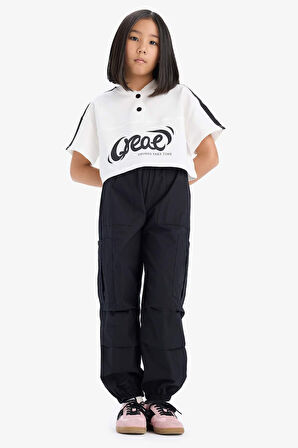 Kız Çocuk Paraşüt Kargo Jogger Paça Pantolon