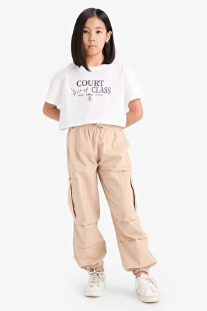 Kız Çocuk Paraşüt Kargo Jogger Paça Pantolon