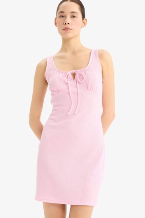 DeFacto Coool Bodycon Vücudu Saran U Yaka Bürümcük Askılı Mini Elbise D9210AX25SMPN47
