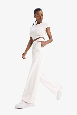 DeFactoFit Wide Leg Geniş Paça Çift Cepli Standart Boy Sporcu Pantolon