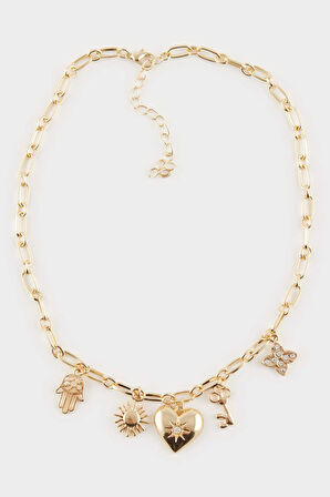 Kadın Gold Detaylı Charm Kolye