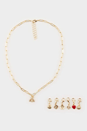 Kadın Silver Detaylı Değiştirilebilir Uçlu Charm Kolye