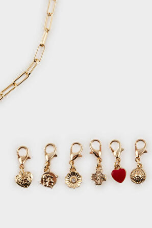 Kadın Silver Detaylı Değiştirilebilir Uçlu Charm Kolye