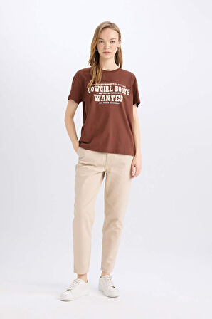 DeFacto Regular Fit Bisiklet Yaka Baskılı Kısa Kollu Tişört E5232AX25SMBN319