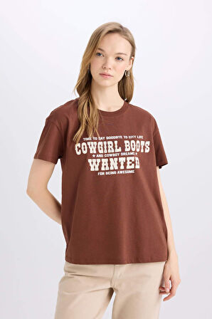 DeFacto Regular Fit Bisiklet Yaka Baskılı Kısa Kollu Tişört E5232AX25SMBN319