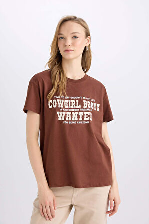 DeFacto Regular Fit Bisiklet Yaka Baskılı Kısa Kollu Tişört E5232AX25SMBN319