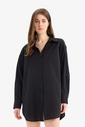 DeFacto Regular Fit Pamuklu Plaj Gömleği W8241AZ25SMBK27