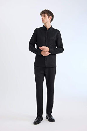 DeFacto Regular Fit Normal Kesim Kumaş Pantolon Cepli Düz Paça E2937AX24WNBK81