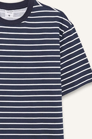 DeFacto Pijama Takımı Regular Fit Çizgili Kısa Kollu Üst Uzun Alt E0514AX25SMNV135