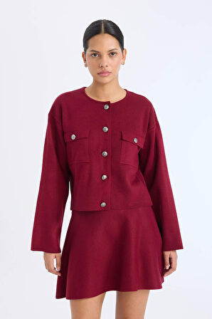 DeFacto Regular Fit Bisiklet Yaka Düğmeli Triko Hırka E5562AX24CWBR467