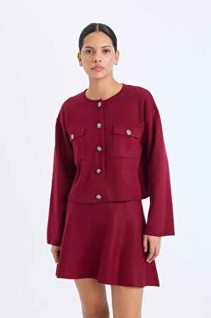 DeFacto Regular Fit Bisiklet Yaka Düğmeli Triko Hırka E5562AX24CWBR467