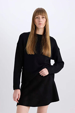 A Form Volanlı Triko Mini Etek