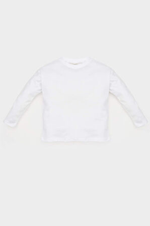 DeFacto Kız Bebek Bisiklet Yaka Basic Düz Uzun Kollu Tişört E5419A525SPWT79