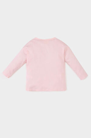 DeFacto Kız Bebek Bisiklet Yaka Baskılı Uzun Kollu Tişört E5098A525SPPN440