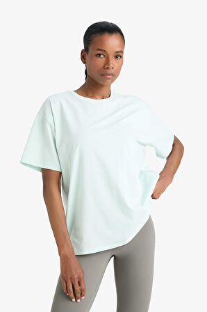 DeFactoFit Comfort Fit Bisiklet Yaka Basic Düz Sporcu Kısa Kollu Tişört E3494AX25SMGN1114