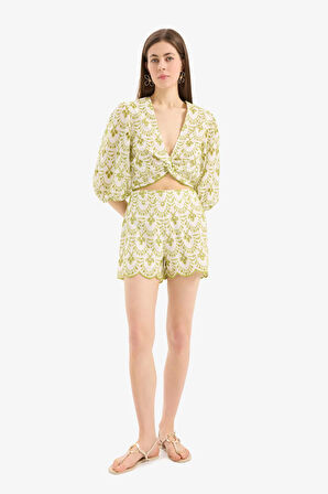 DeFacto Desenli Nakışlı Brode Plaj Şortu-Fall in Love C6173AX25SMER103