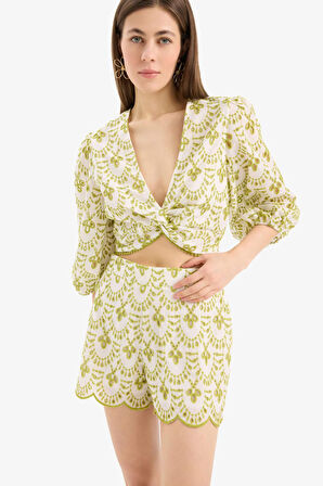 DeFacto Desenli Nakışlı Brode Plaj Şortu-Fall in Love C6173AX25SMER103