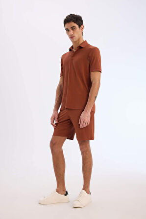 DeFacto Slim Fit Dar Kesim Polo Yaka Dokulu Kısa Kollu Krinkıl Tişört E1222AX25SMBN312