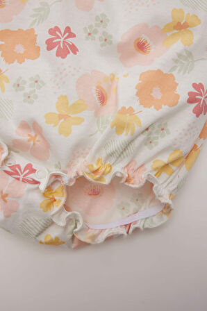 DeFacto Kız Bebek Yenidoğan Bisiklet Yaka Çiçekli Penye 2'li Kısa Kollu Çıtçıtlı Body C4373A525SMER105