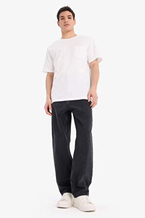 DeFacto %100 Pamuk Baggy Fit Geniş Kalıp Düz Paça Jean Yıkamalı Pantolon F2322AX25SPNM36