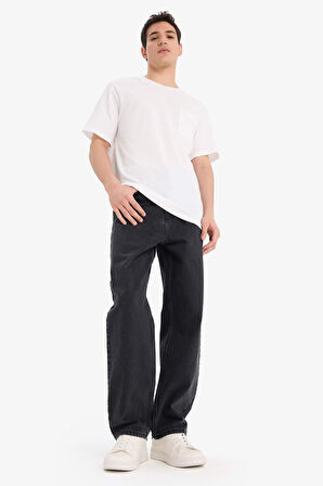 DeFacto %100 Pamuk Baggy Fit Geniş Kalıp Düz Paça Jean Yıkamalı Pantolon F2322AX25SPNM36