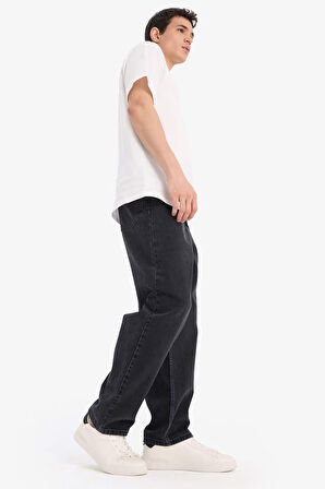 DeFacto %100 Pamuk Baggy Fit Geniş Kalıp Düz Paça Jean Yıkamalı Pantolon F2322AX25SPNM36