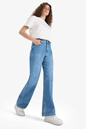 90's Wide Leg Yüksek Bel Düz Paça Uzun Jean Pantolon