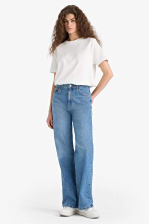 90's Wide Leg Yüksek Bel Düz Paça Uzun Jean Pantolon