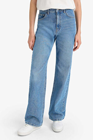 90's Wide Leg Yüksek Bel Düz Paça Uzun Jean Pantolon