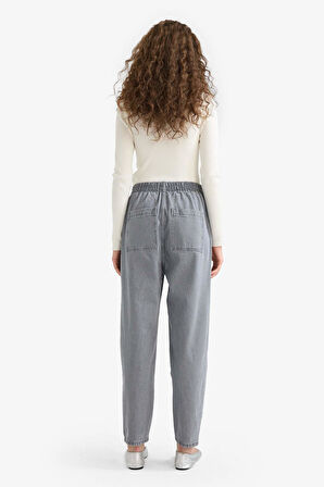 Paperbag Yüksek Bel Bilek Boy Jean Yıkamalı Pantolon