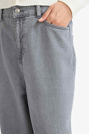 Paperbag Yüksek Bel Bilek Boy Jean Yıkamalı Pantolon