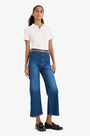 Culotte Yüksek Bel Bilek Boy Jean Pantolon