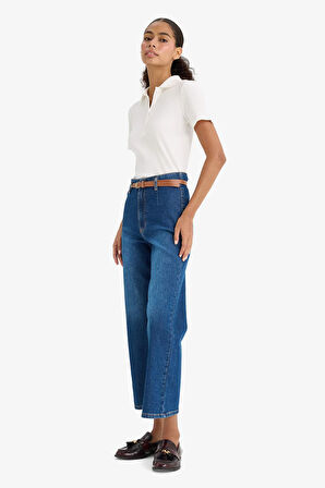 Culotte Yüksek Bel Bilek Boy Jean Pantolon