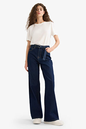 Wide Leg Normal Bel Düz Paça Uzun Jean Pantolon