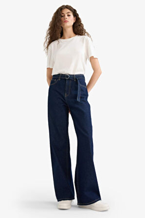 Wide Leg Normal Bel Düz Paça Uzun Jean Pantolon