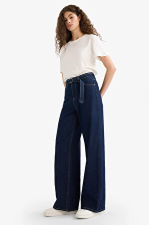 Wide Leg Normal Bel Düz Paça Uzun Jean Pantolon
