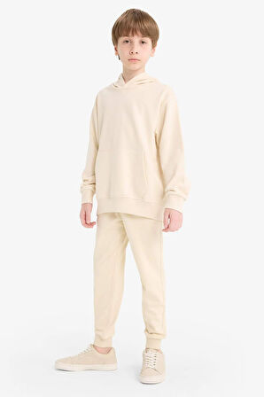 Erkek Çocuk Basic Düz Kapüşonlu Sweatshirt