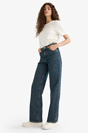 90's Wide Leg Yüksek Bel Düz Paça Uzun Jean Pantolon